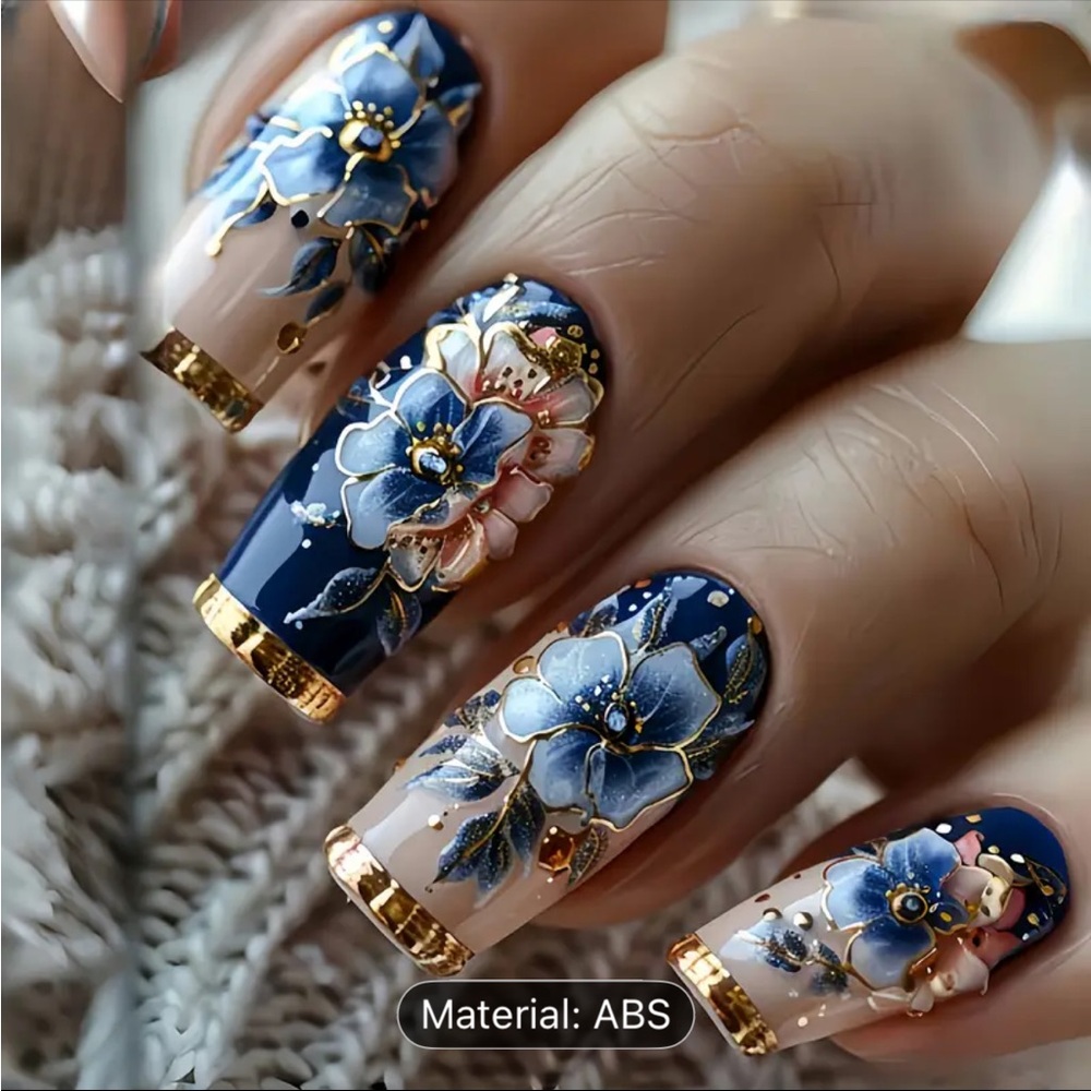 Colorful Butterfly & Floral Nail Art Press-On Nails Glossy Designs - Picture 4 of 5